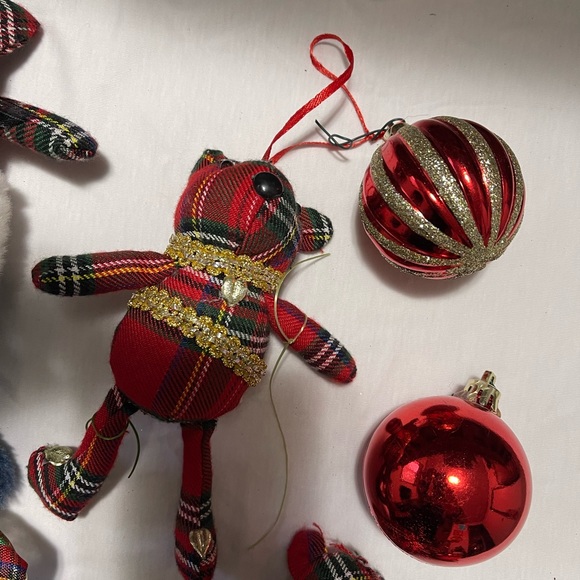 5 handmade plaid teddy bear Christmas ornaments. - Picture 6 of 7